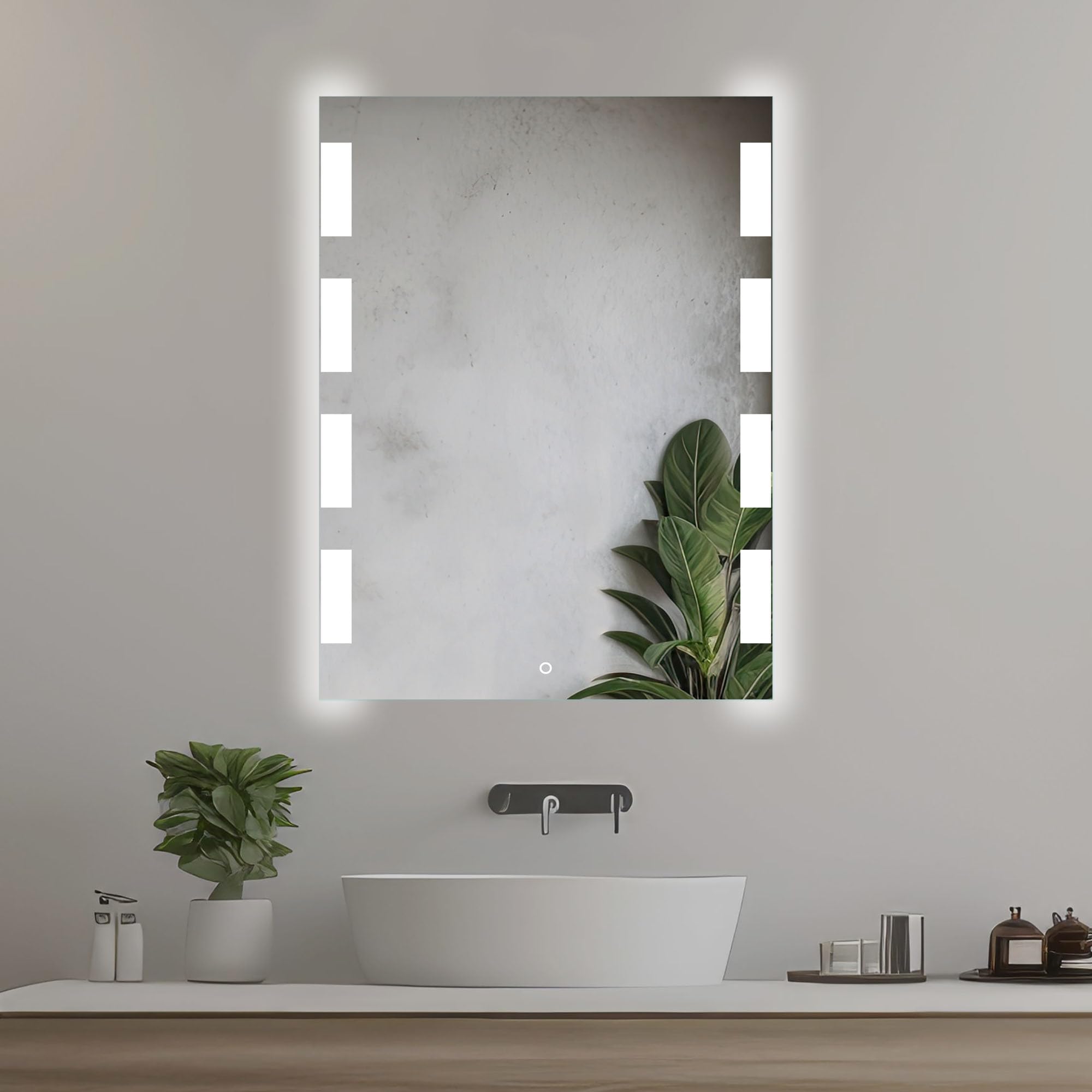 Home Glow Venti 50x70cm Vanity Mirror with Lights Vertical Bathroom Mirror with LED Lights LED Mirror with Touch Switch LED Bathroom Mirror with Pattern Lights at the side