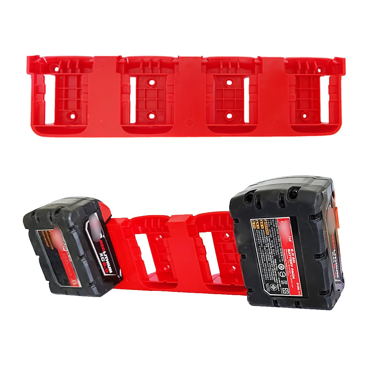 WOLGNKI 2Pcs Battery Holder 4 Slot Bulk Battery Garage Organizer Mount Fit for Milwaukee M18 Battery