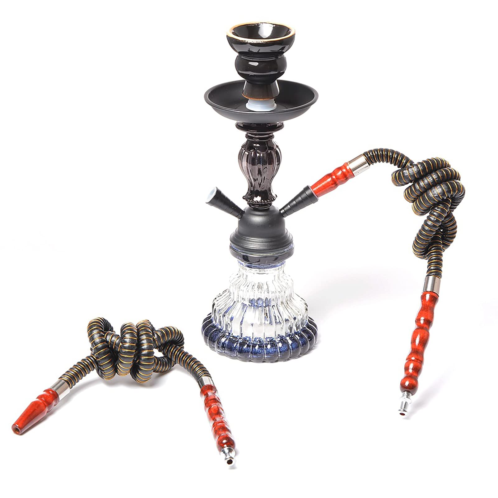2 Hose Hookah Set, Con La Manguera De La Cachimba De Silicona Lavable, La Casilla De Cristal Moderna De Lujo, Para Un Mejor Fumar De Shisha Hookah, Es Un Regalo Muy