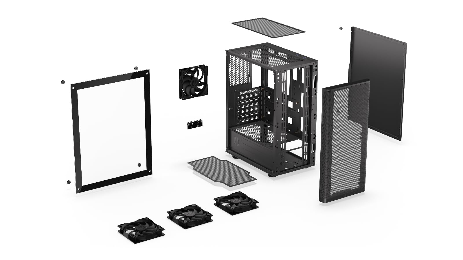 ENDORFY Ventum 200 Air, Case PC ATX, 4x120 mm ventole Incluse, Pannello Laterale in Vetro temprato, Pannello Frontale in Mesh, Ampia compatibilità con dissipatori, Case Compatto, EY2A002