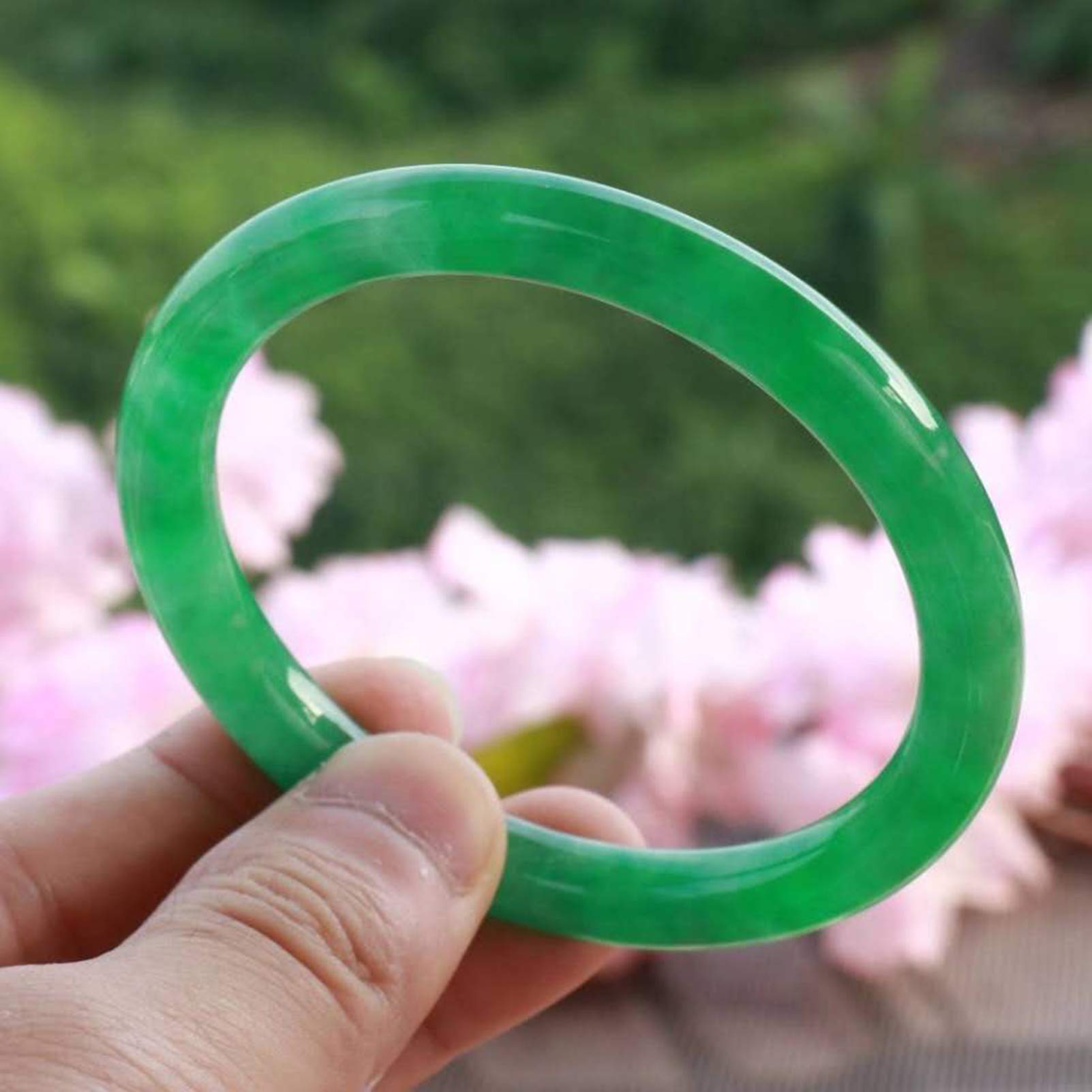 Bracelet en jade rond vert naturel bijoux femmes style chinois - 7