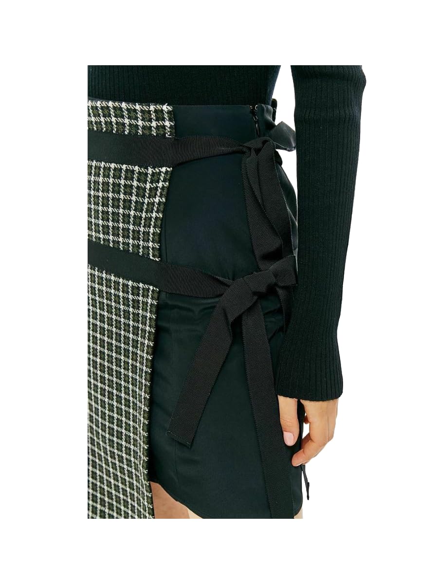 PATRIZIA PEPE Gonna a Tubino Donna British Tweed Nera Latte/Kaki (44)