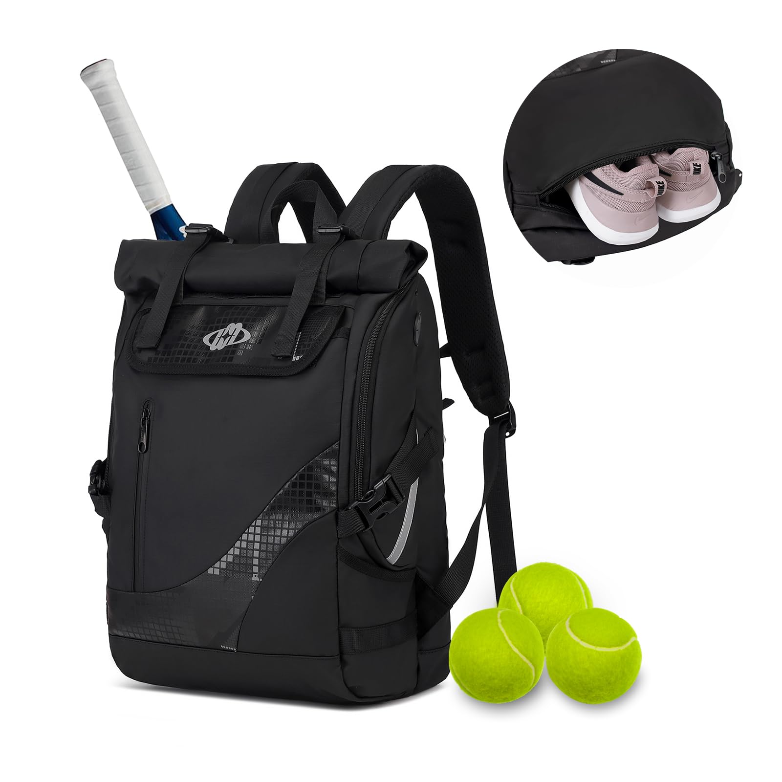 UTIAMIAOGONGO UMGG Tennis Bag Tennis Backpack for Women Men Holds 2 Rackets with Shoe Compartment, Large Pickleball Backpack Hold Tennis Racket,