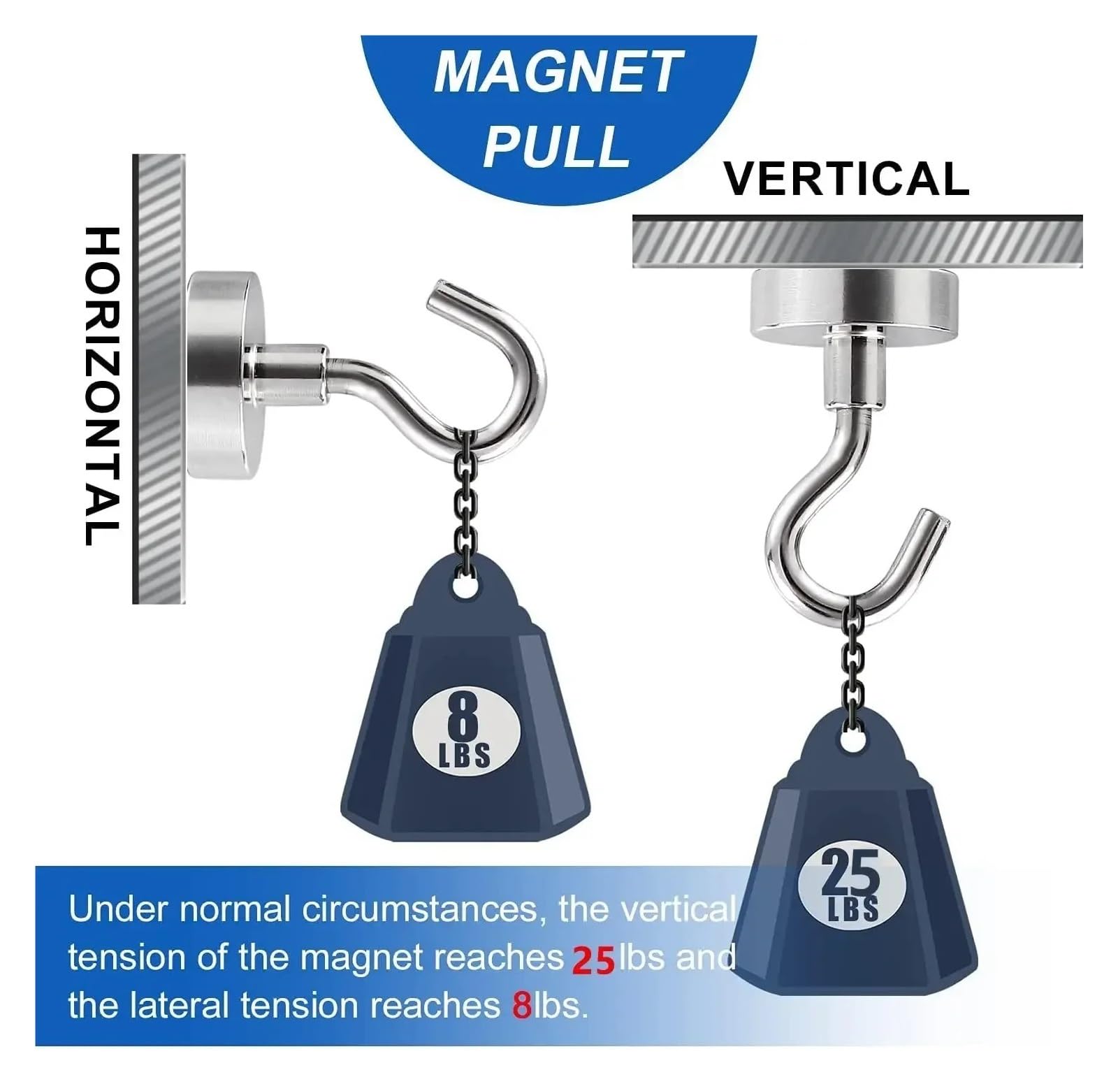 Genérico Ganchos magnéticos resistentes multiusos de 10, 12, 16 y 20 mm, ideales for el hogar, la cocina, barra, baño almacenamiento llaves(20PCS,E16-8kg)