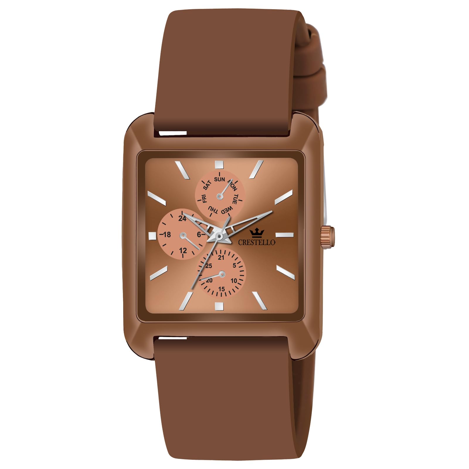CRESTELLO Brown Silicone Strap Analog Wrist Watch for Men (Brown Dial) | CR-G032SLC-BRWN (B0D31SH4GS) Amazon Price History, Amazon Price Tracker