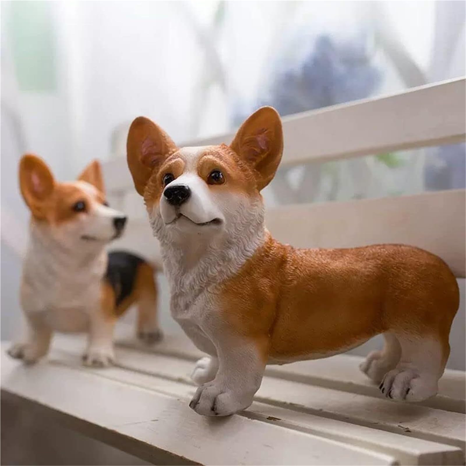 Arte per esterni Statua da giardino for cani in resina for Corgi Scultura esterno Decorazioni per il giardino anteriore(Black)