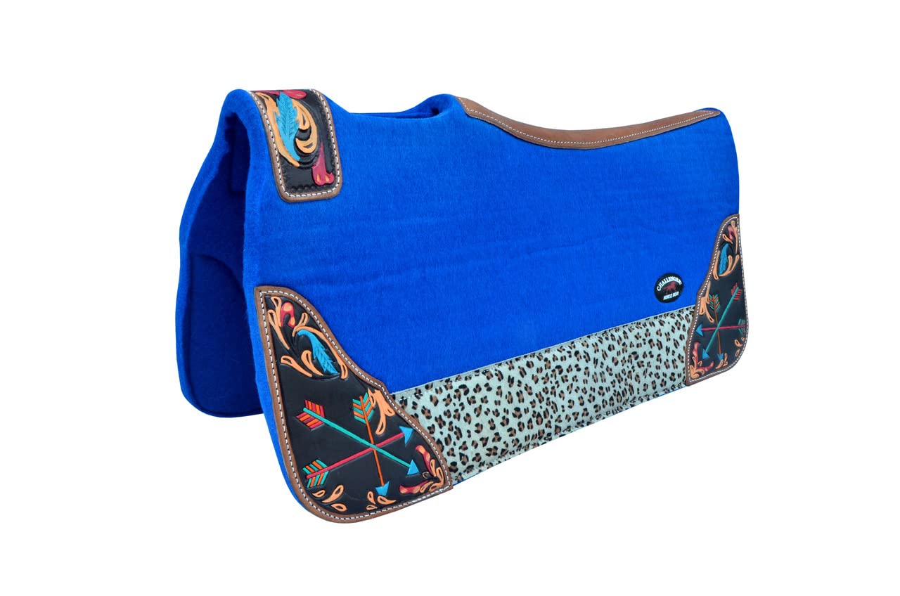 CHALLENGER Horse 39217RB - Sottosella terapeutico in feltro di lana, 81 x 76 cm, colore: Blu