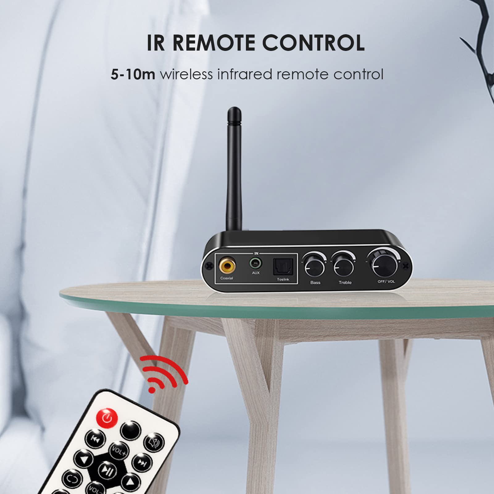 Yunseity Convertisseur Audio Numérique vers Analogique Bluetooth Convertisseur Optique vers avec Récepteur Bluetooth 5.0 Antenne Intégrée Port 3,5 Mm et 2 Ports