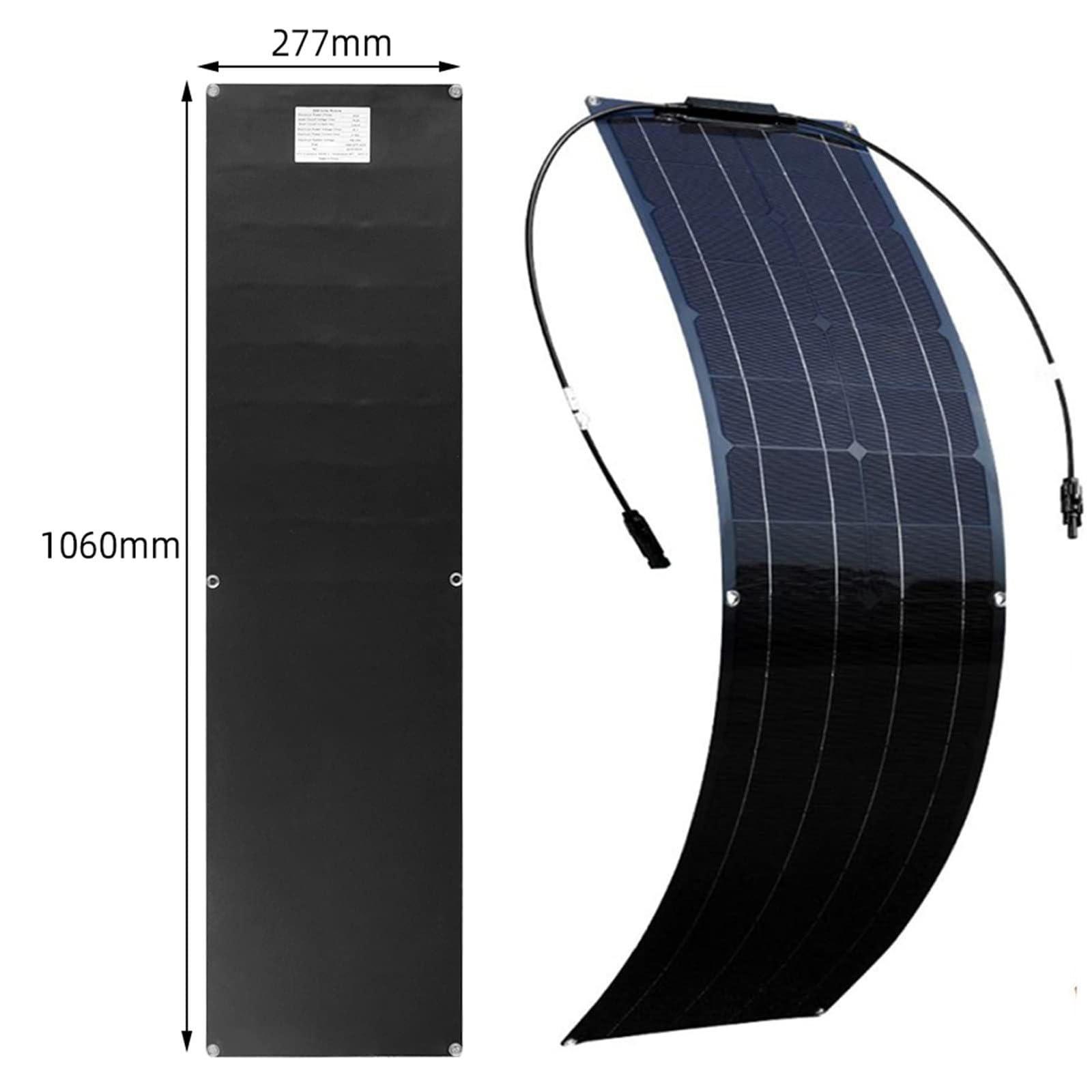 Pannello Solare Flessibile a Film Sottile da 200 W, Il Pannello Solare più Flessibile con Nastro Adesivo per Una Facile Installazione (Versione Lunga), BlackSolarpanels