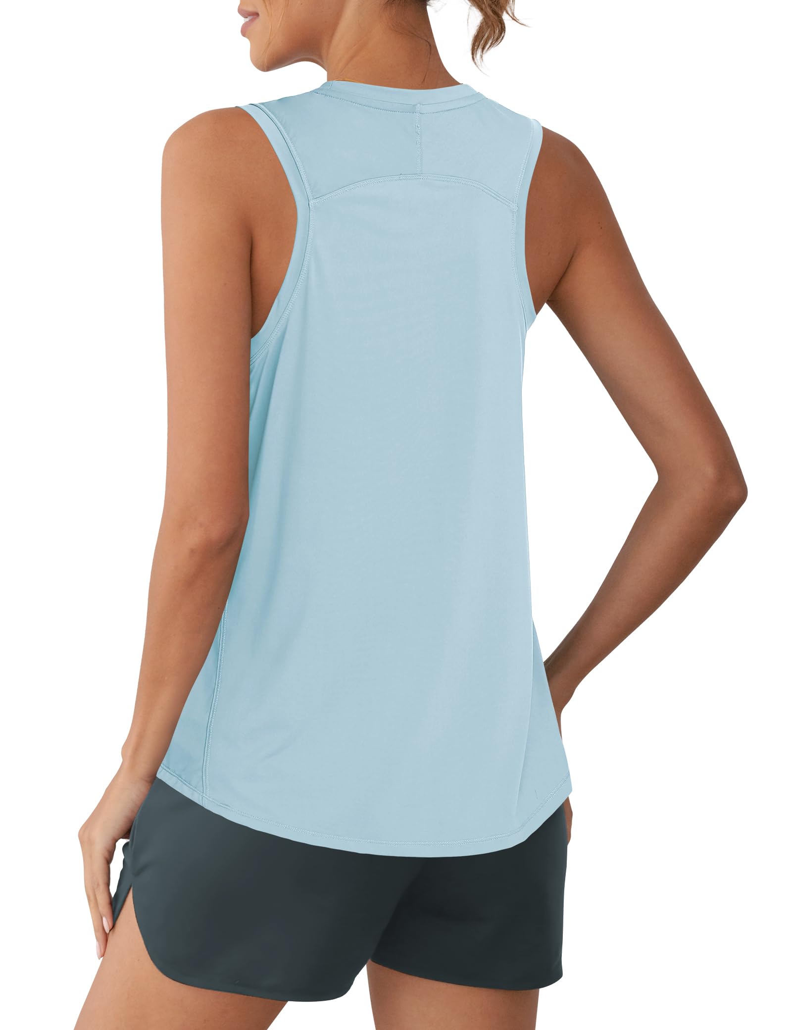 OYANUS Top da allenamento estivo da donna senza maniche Racerback Canotta atletica a collo alto Loose Fit Running Gym Yoga camicie
