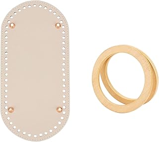 WADORN 2 pz Borsetta in Legno Manici Borsa Ovale in Pelle Fondo Shaper per Lavoro A Maglia all'Uncinetto, Manico per Borsetta in Legno Borsa in Pelle PU Base Inferiore Manici Fatti A Mano in Legno