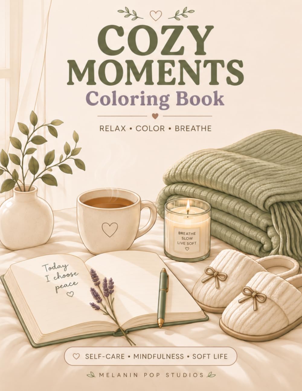 Cozy Moments Coloring Book: Simple & Easy Relaxing Pages for Stress Relief, Calm, and Everyday Comfort