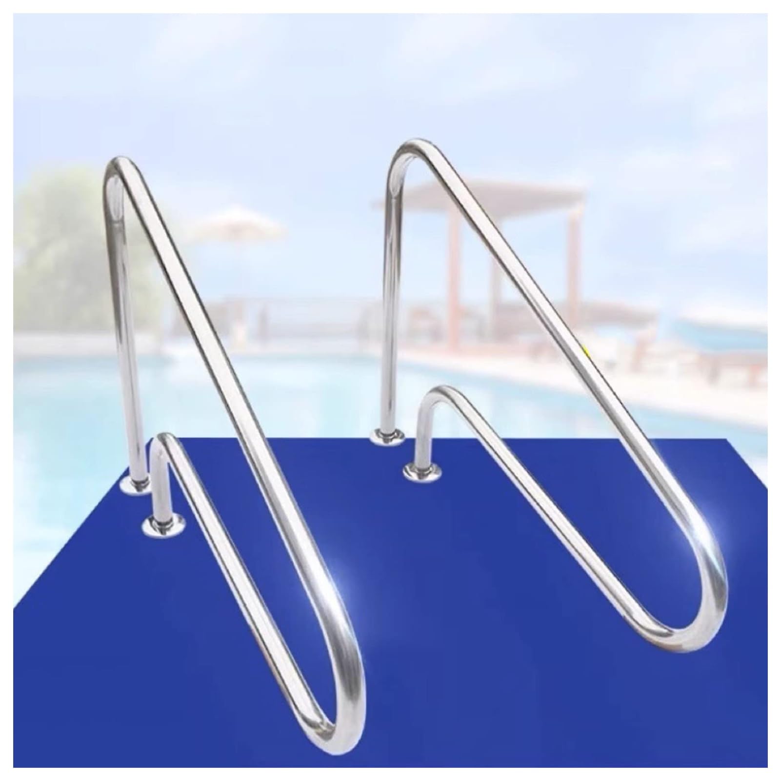 Pool Handrail Pool Railing,304 Stainless Steel Pool Railing,Humanized Swimming Pool Handrail with Quick Mount Base,Holds Up to 250 Lbs,for Indoor Outdoor Water Park