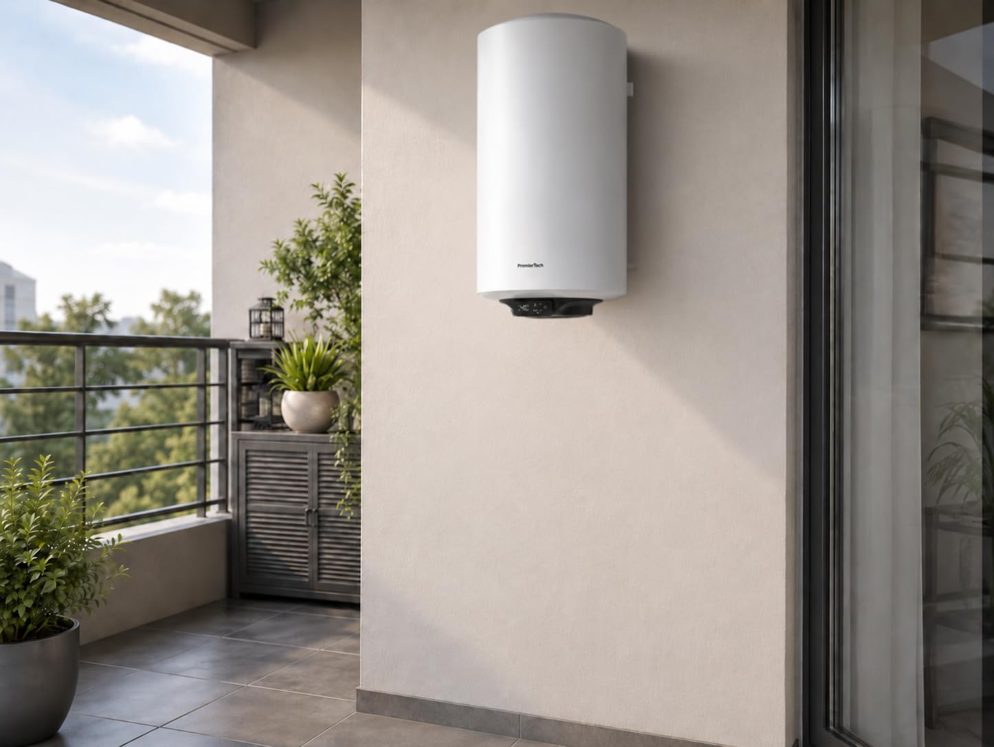 PremierTech Scaldabagno Elettrico 50L Verticale Bianco 1500W Touch SB50VD | Classe Energetica B, boiler elettrico ad accumulo da parete, display digitale, impostazioni Touch, scaldacqua per bagno casa