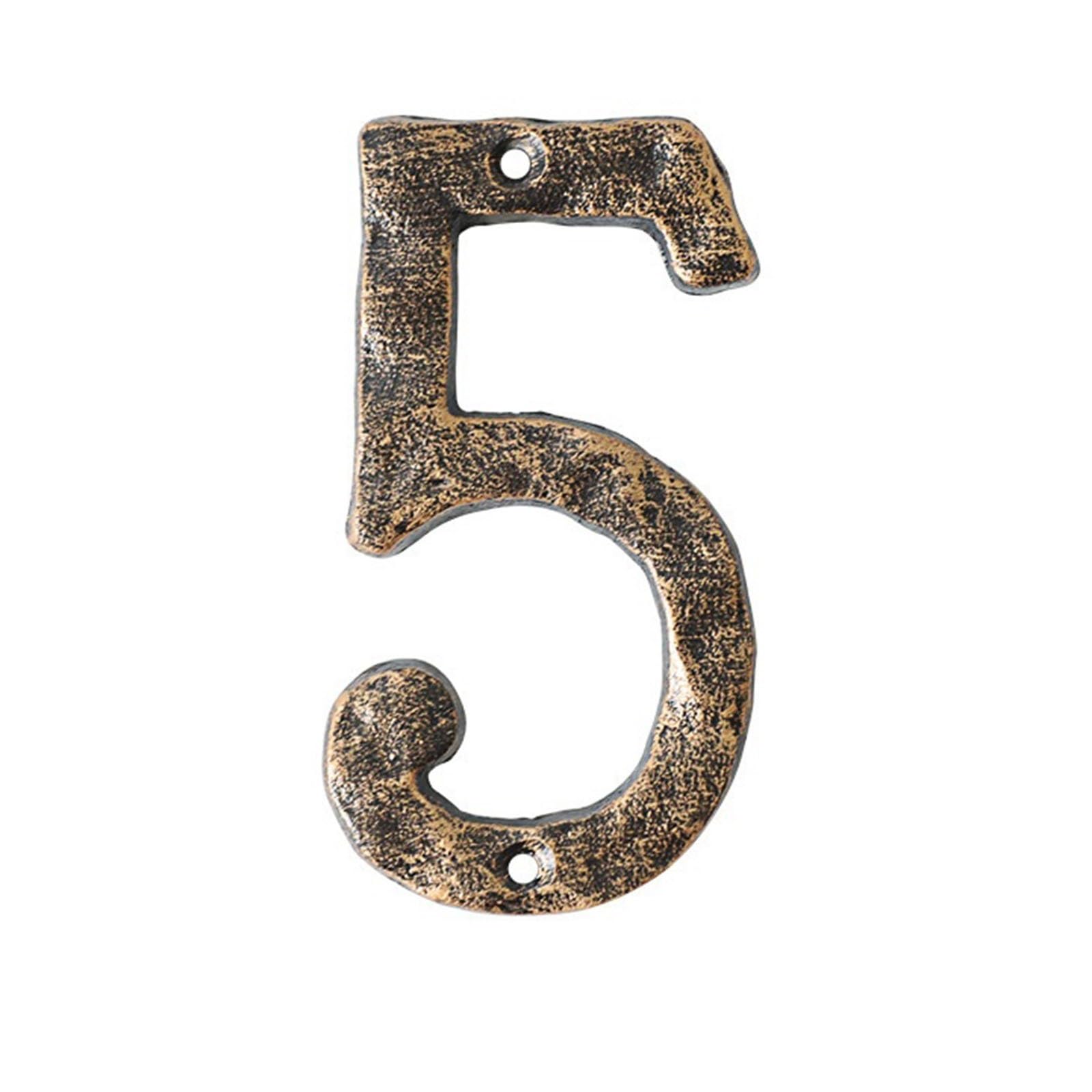5.5 Inch House Numbers with Screws Modern Metal Door Number Bronze Cast Iron Address Numbers Sign, for Outside Mailbox Apartment Yard Room Post Street Hotel Outdoor Garden(5)