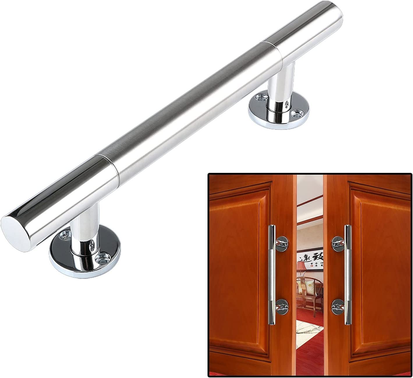Gthtuhfd Shower Door Handle 2 Pack Garage Shed Door Handle For Kitchen Furniture Cabinet Closet Drawer With Pulls Hardware Accessories | Pull Push Barn Door Grab Bar,Holedistance180mm