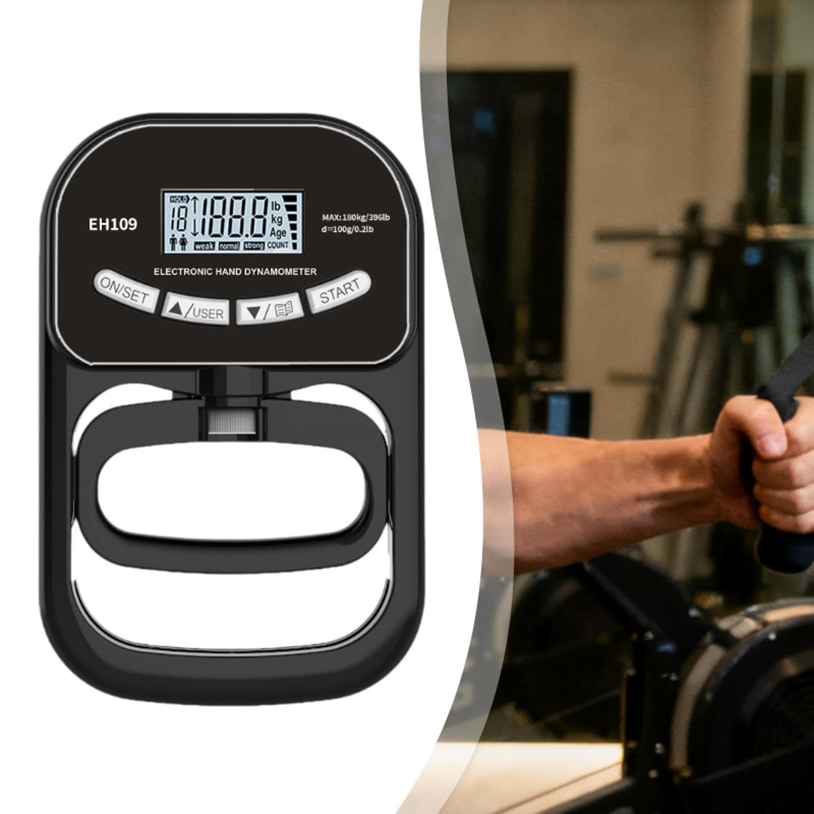 Milageto Medidor Digital de Fuerza de Agarre, ejercitador de Mano con Pantalla, Suministros Profesionales de fortalecimiento Manual para Deportes