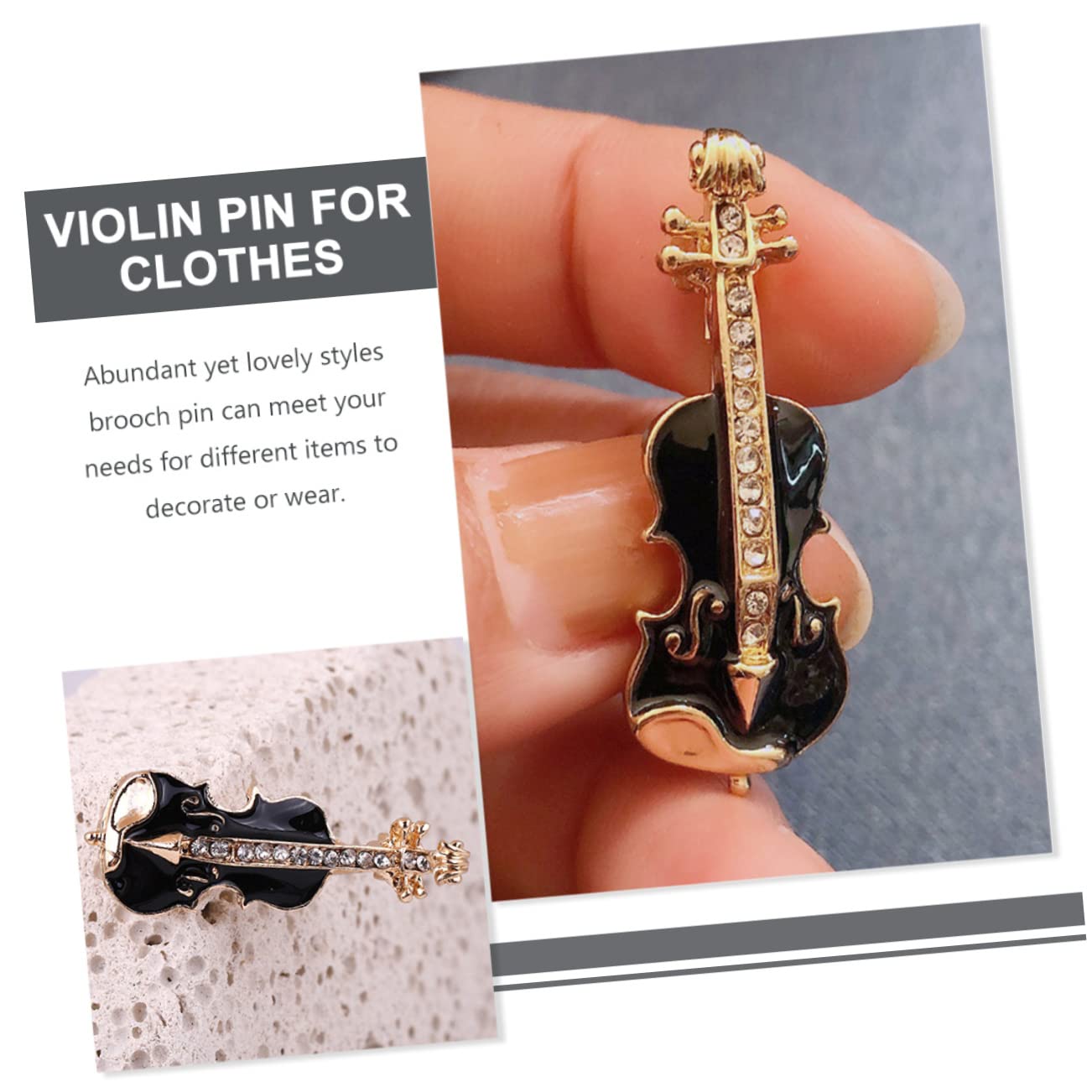 LIFKOME Spilla Per Strumenti Musicali Spilla Per Cappello Spilla Da Cappello Spille Di Violino Spille Smaltate Spille Gioielli Spilla Da Scialle Perno Di Violino Lega Black