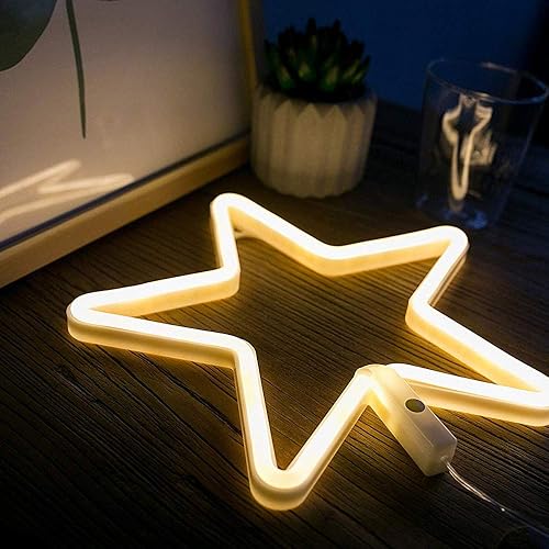Miniatura 9 de ENUOLI Letrero LED de neón, luces de neón de luz de neón blanca cálida, luz de noche de estrella, luces LED, decoración de pared para niñas,