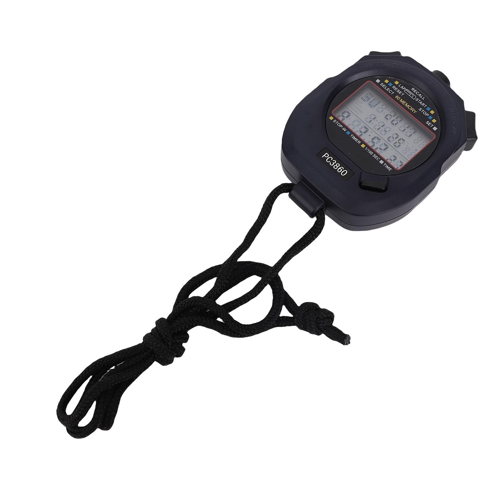 Jelquix Digital Sports Stopwatch Timer, 3 Row 60 Lap Memory Multi Function Sports Stopwatch Timer with Countdown Calendar Alarm Pace Mode, Ideal for Running Race