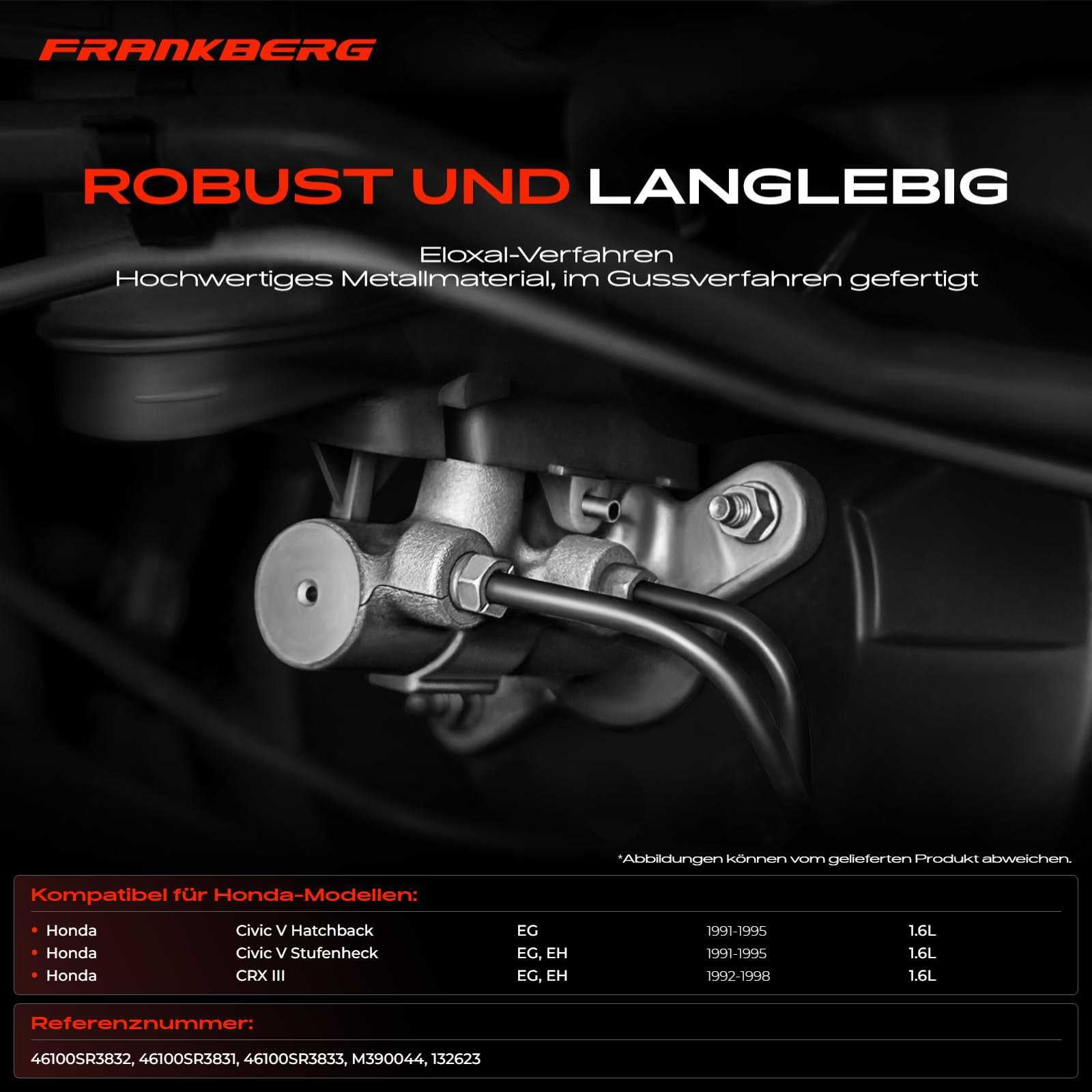 Frankberg Główny cylinder hamulcowy Cylinder hamulcowy Kompatybilny z Civic V EG EH 1.6L 1991-1995 CRX III EG EH 1.6L 1992-1998 Replace# 46100SR3833