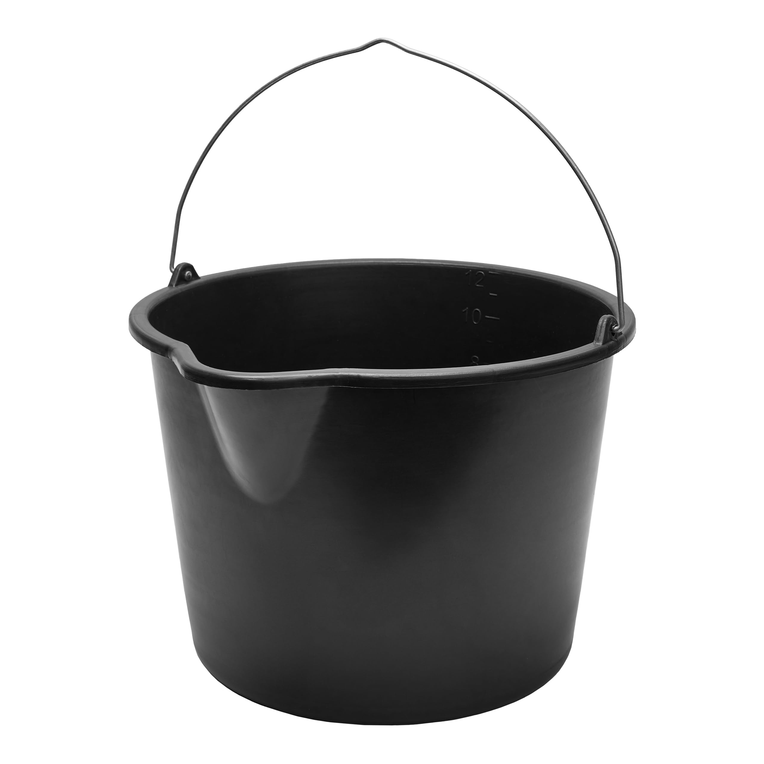 Garronda Baueimer 5 Pack 12 L mit Ausguss – robuster Mörteleimer aus recyceltem Kunststoff mit Metallhenkel, stabiler Putzeimer und Maurerkübel für Baustelle, Garten und Haushalt GD-0168
