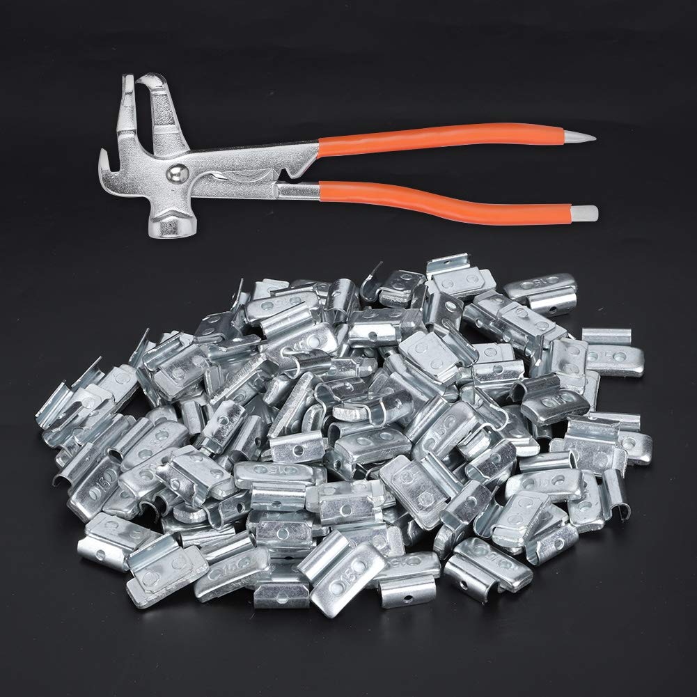 CHICIRIS 15g Obciążniki do kół w Stylu P Klipsowe Ciężarki do Wyważania ze Stopu Aluminium 100 Sztuk ze Szczypcami Wyważania 24 Cm kół Stalowych 17 Cali Samochody Osobowe Lekkie Ciężarówki