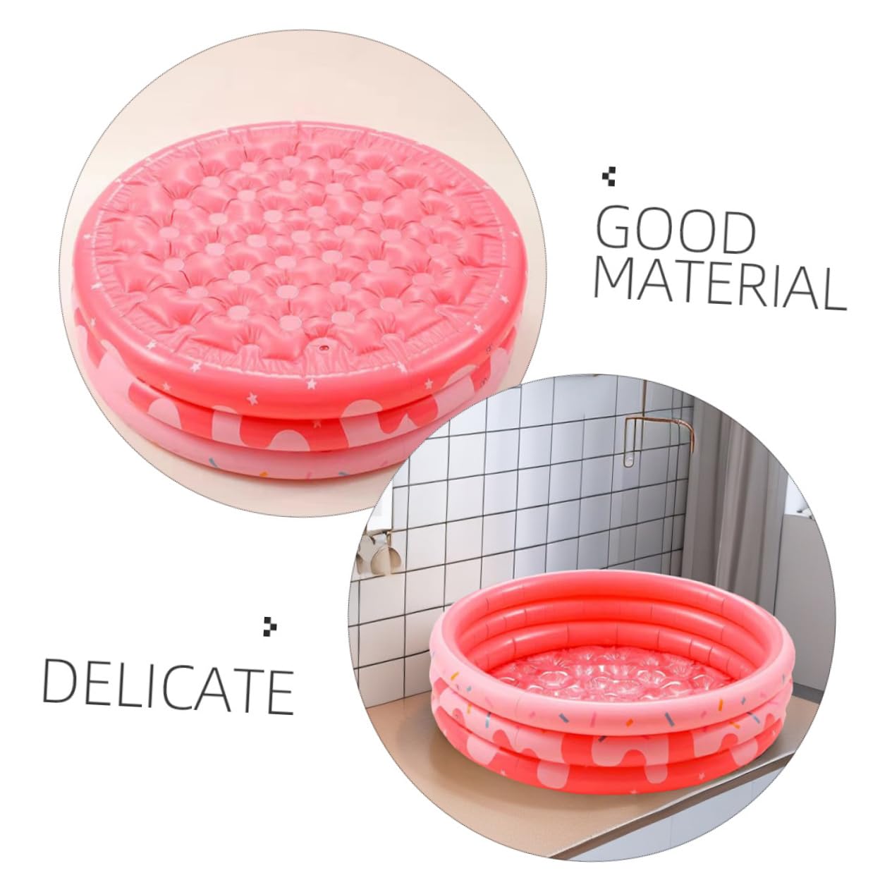 Pataugeoire Gonflable Ronde pour Garçon et Filles et Bébé, PVC Épais, Rose