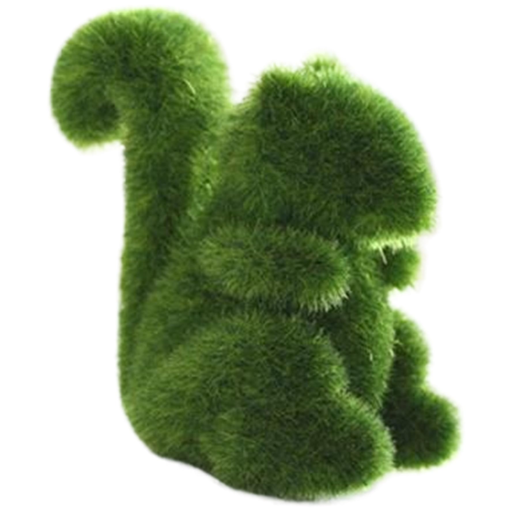 Eeetiscna 4x3.7 Green Flocked Squirrel Figurine, Animal Topiary Garden Statue for Outdoor Lawn Backyard Decor