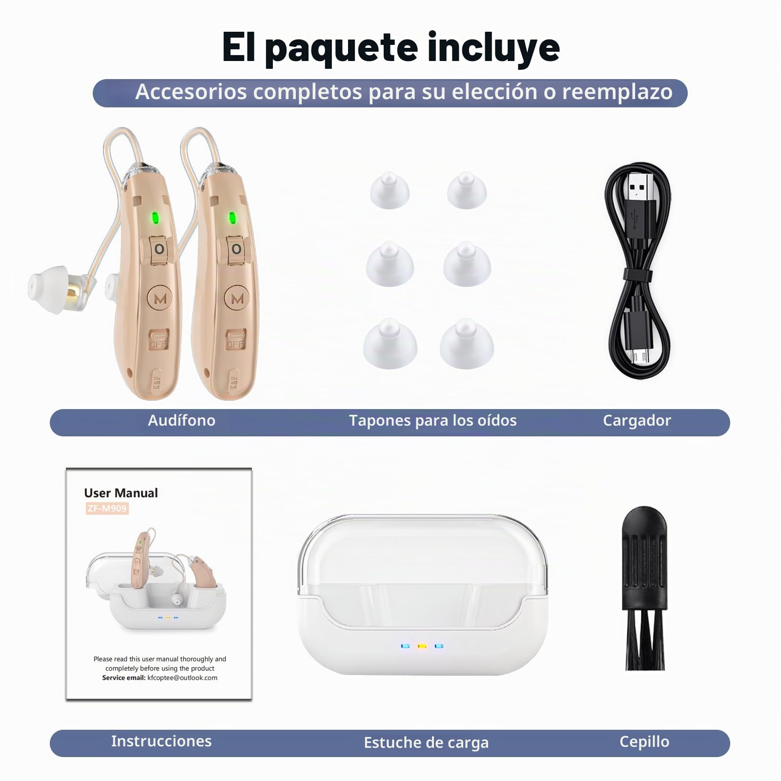 Audífonos Auriculares de amplificación de sonido Captadores de sonido con batería recargable de larga duración