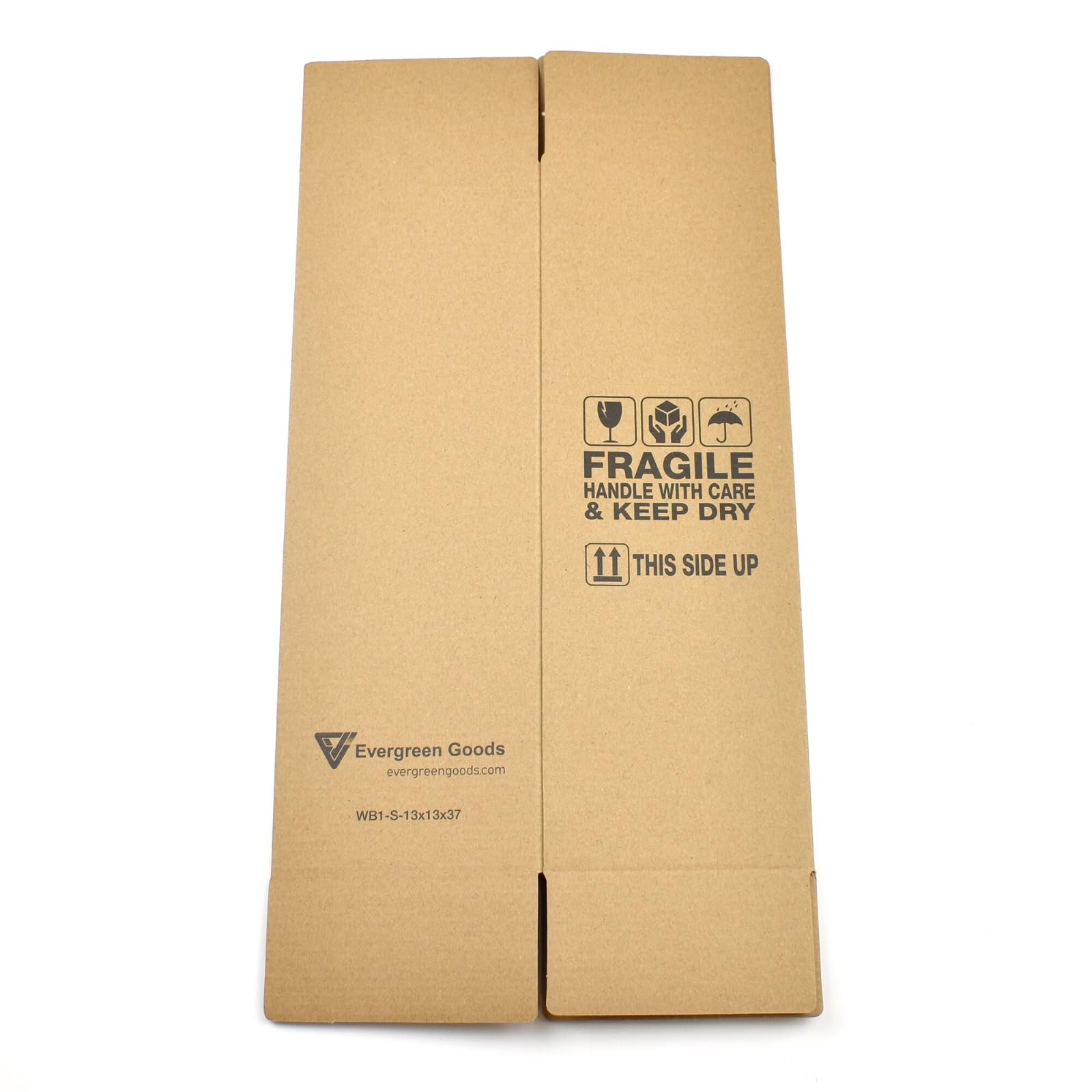 Evergreen Goods - Sacchetti pre-gonfiati per bottiglie di vino e birra con scatola di cartone, confezione durevole per bottiglie da 750 ml, cartone da 370 x 130 x 130 mm, spessore 100 um, perfetti per