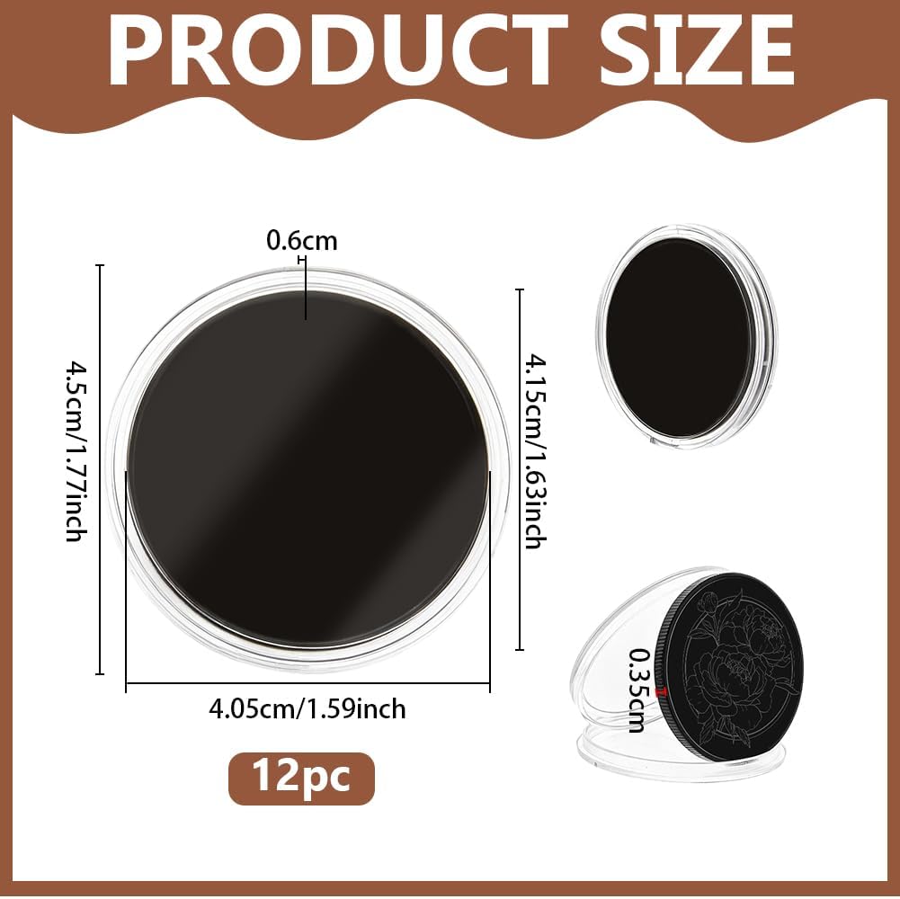 OLYCRAFT 12Pcs Blank Challenge Coin 1.6 Inch Unfinished Engraving Blanks Coins Black Engraving Custom Coins With Protection Box for Laser Engraving Metal Stamping DIY Customization Memorial Collection
