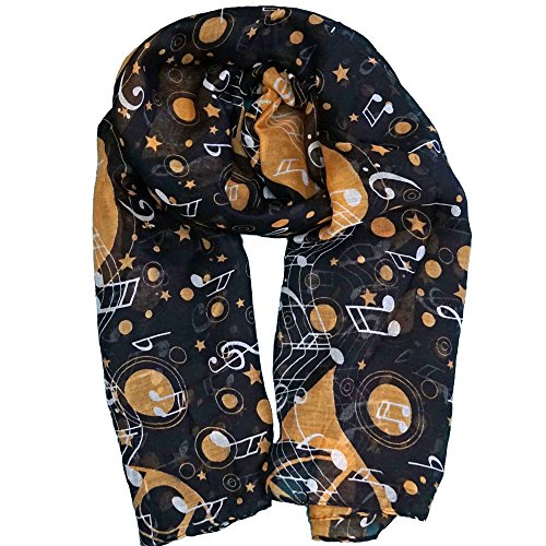 Musical Notes Scarf - Music Teacher Christmas Gift, Brown