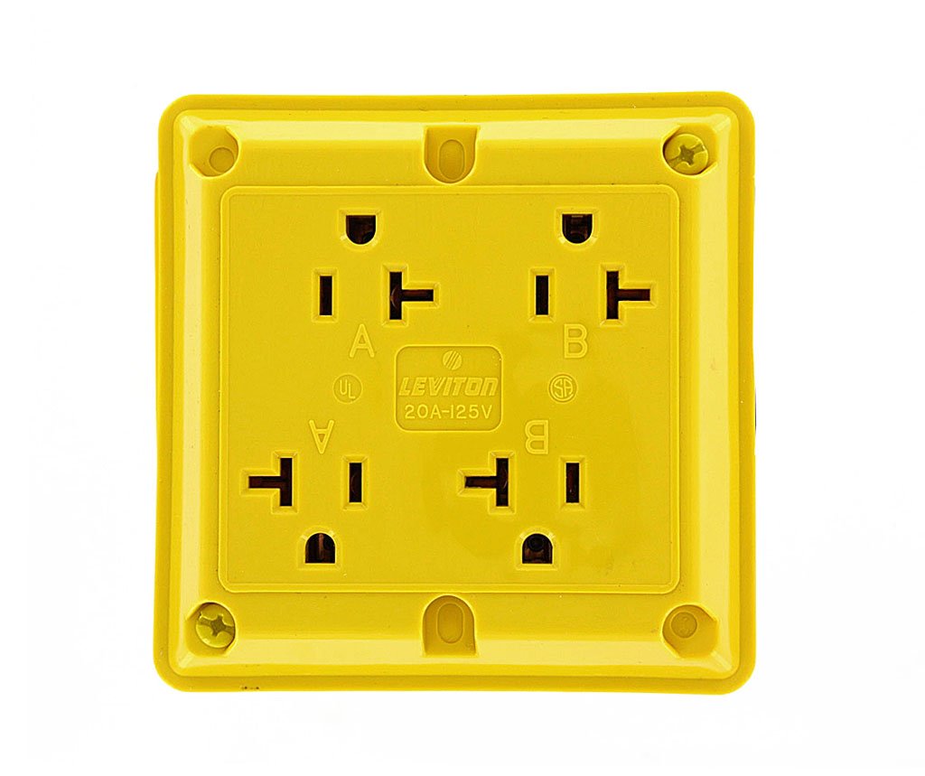 Récipient 4 en 1 jaune Leviton 21254-Y prise industrielle 20A 125V à mise à la terre