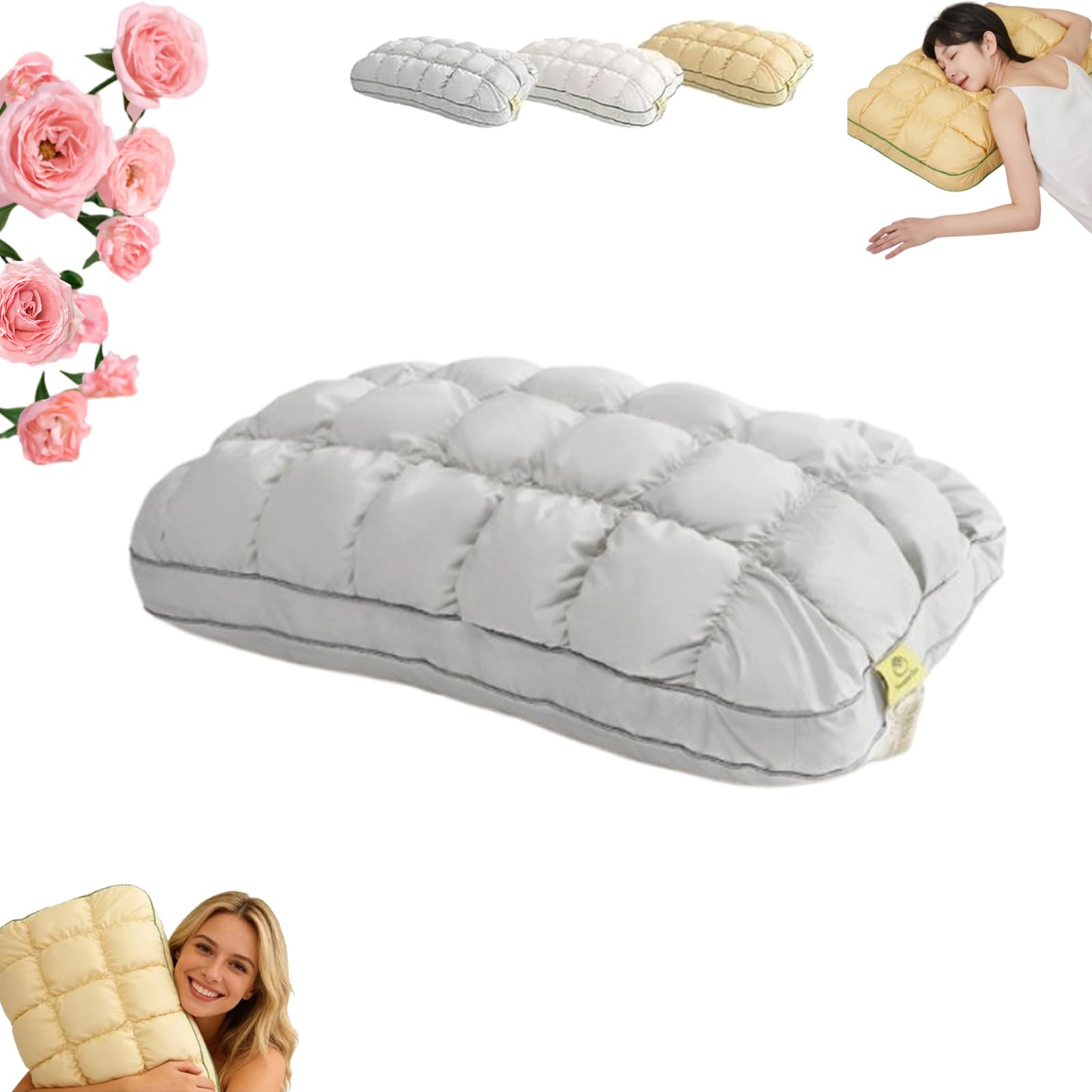 Zbello Grey Pineapple Cloud-Like Down Pillow, Pineapple Pillow, Pineapples Cloud Pillow, For Back And Side Sleepers Deep Sleep (,1Pc)