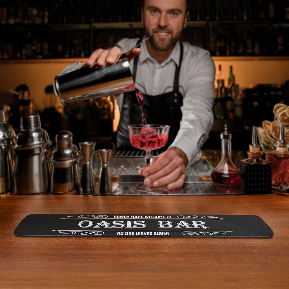 callie Personalized Bar Mat for Countertop, Cutomized Non-Slip Rubber Bar Drink Mat with Engraving Text, Bartender Mat Rubber Home Bar Decor, Gift for Bartender Cocktail Lovers (Mini Bar Mat)