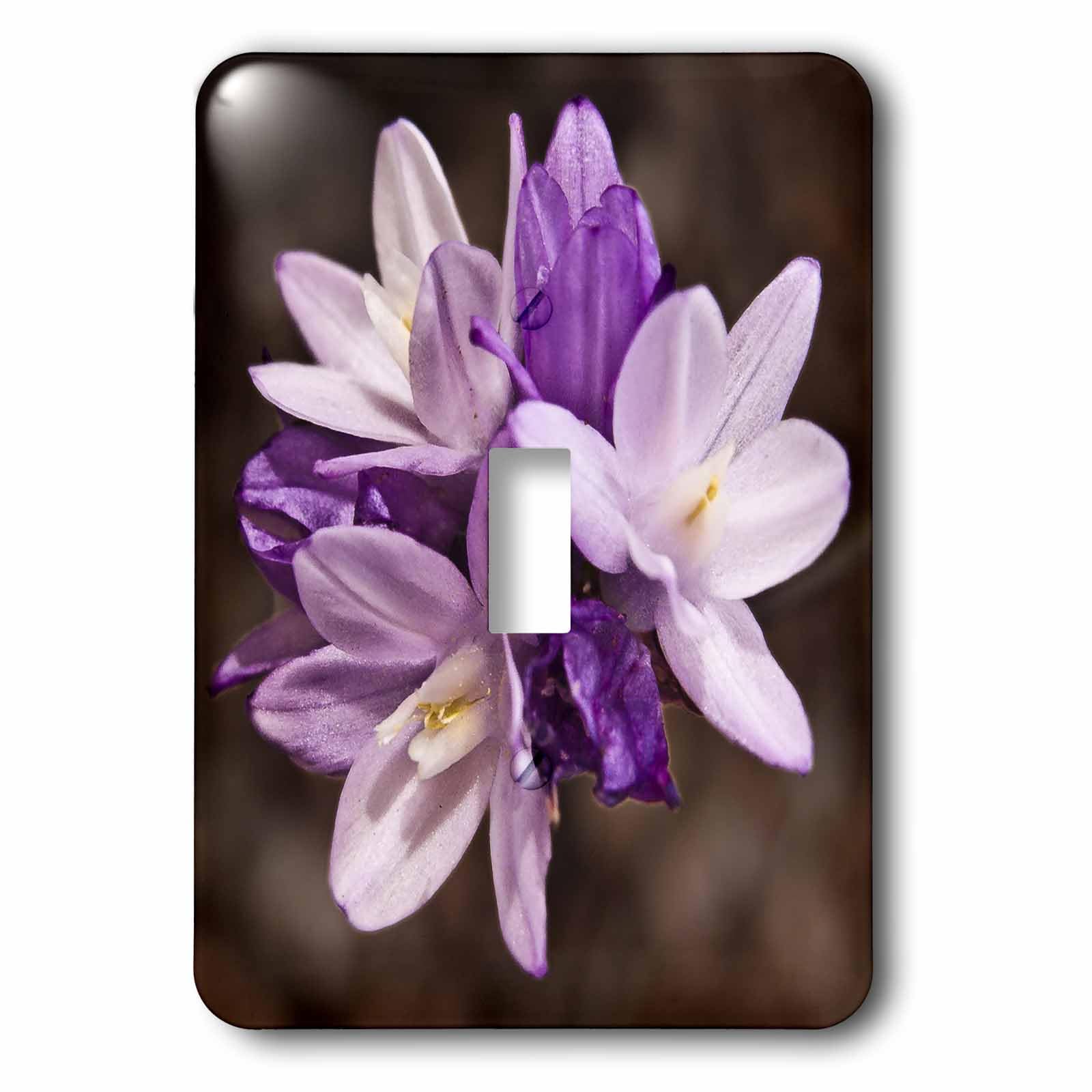 Interrupteur à bascule simple motif fleur violette décorative 3drose LSP 32339 1