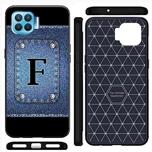 Image of Amazon Brand - Solimo Designer Button Jeans Alphabet-F Printed Soft & Flexible Hybrid Back Case Mobile Cover for Oppo F17 Pro