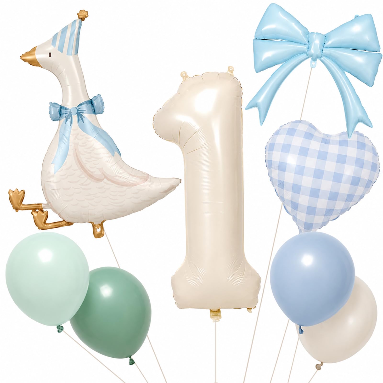 1st Silly Goose Birthday Balloons for Boys Blue Number One Decorations
