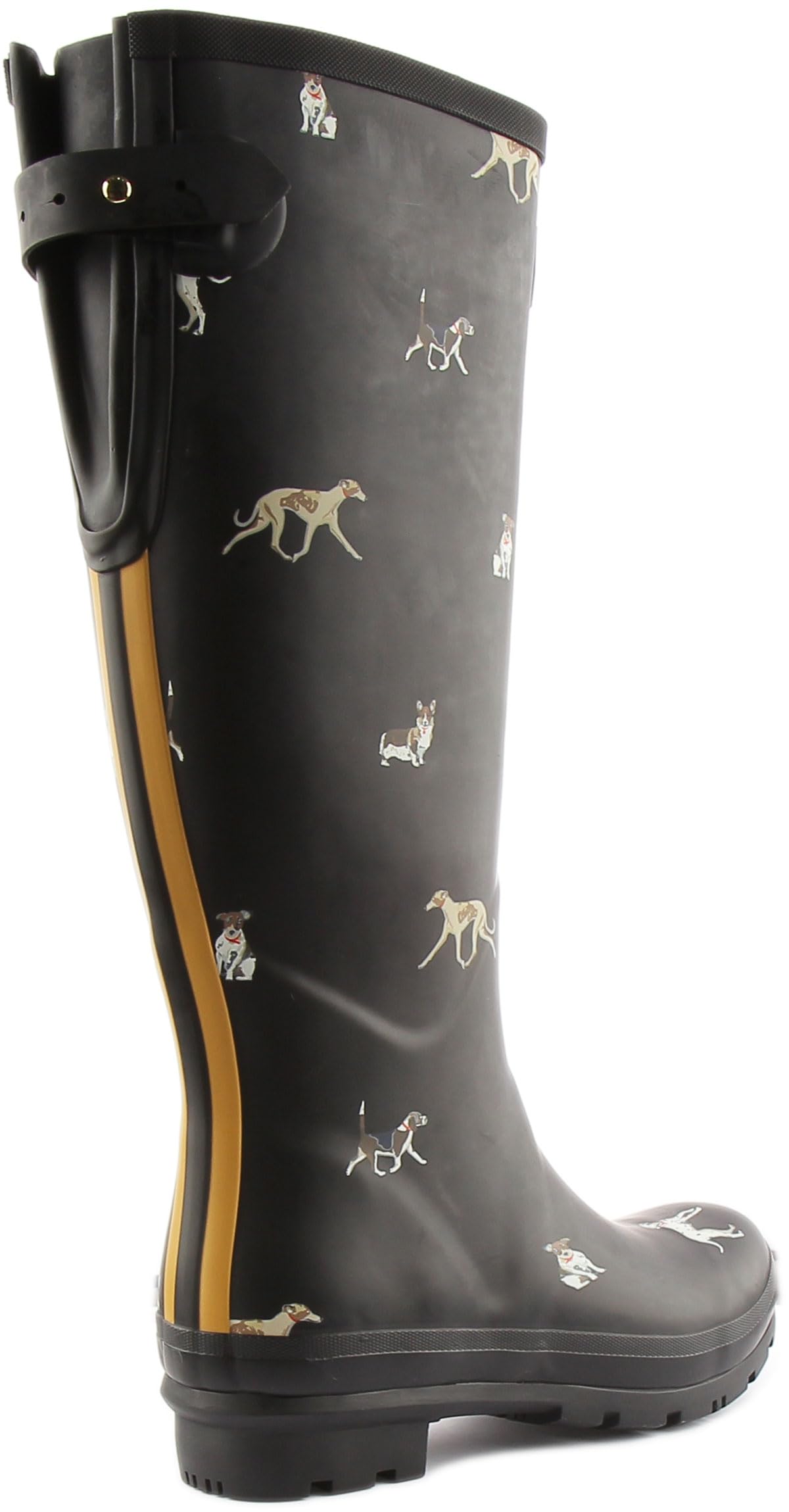 Joules Womens Welly Print With Adjustable Back Gusset - Black Metallic Bees — view 3