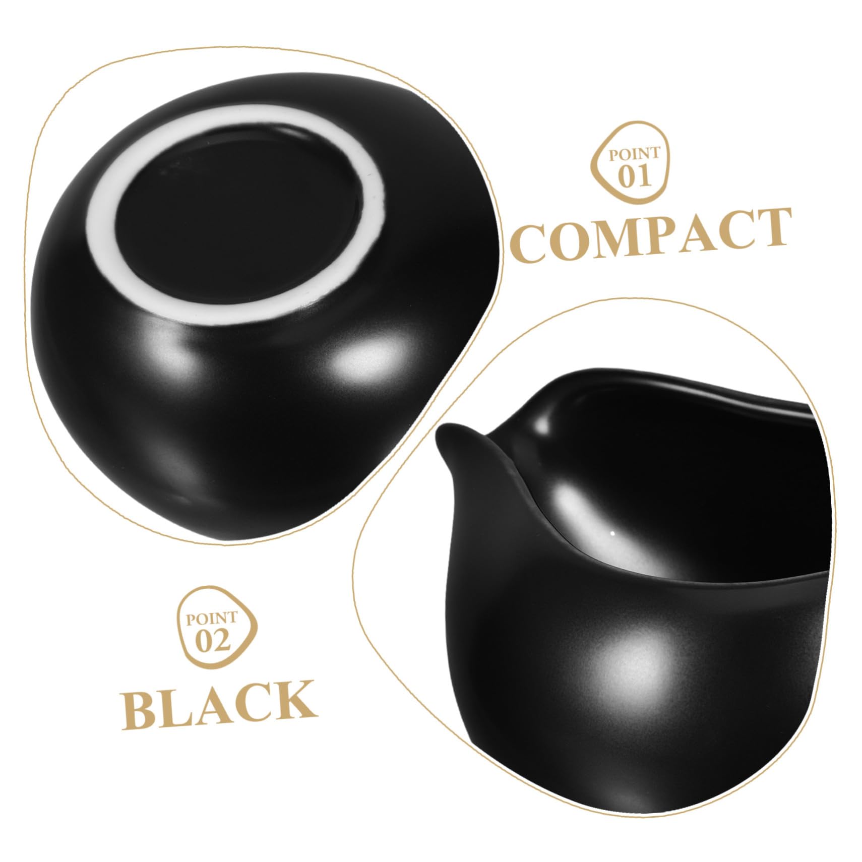 Pichets à Lait Mini Design Poignée Ergonomique en Céramique Noire Set de 3 Vintage pour Service de Café et Pique-niques