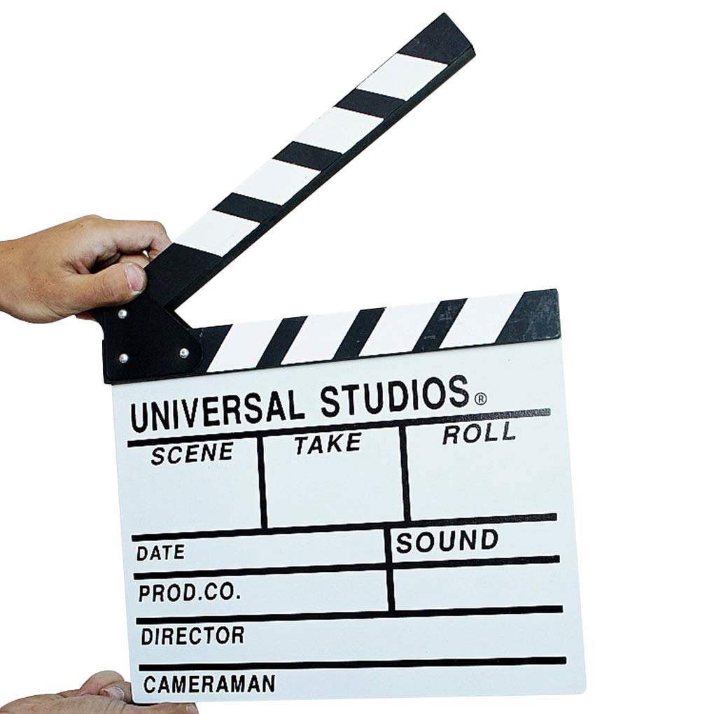Stebela Black/White Wooden Film Video Director Clapboard Movie Cut Action Scene Slateboard Clapper Board