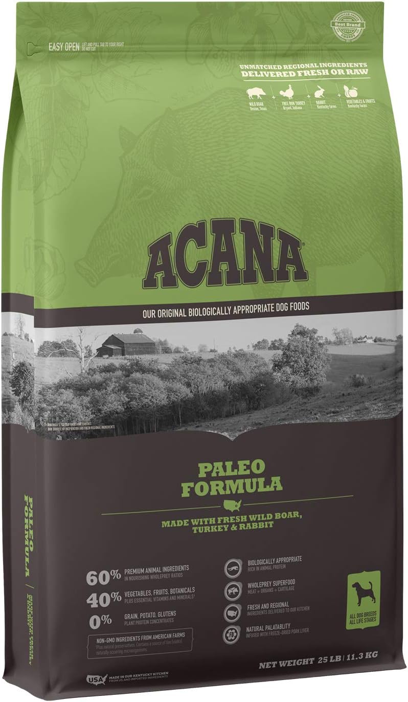Acana Grain Free Dog Food, Paleo, Boar, Turkey, and Rabbit, 25lb