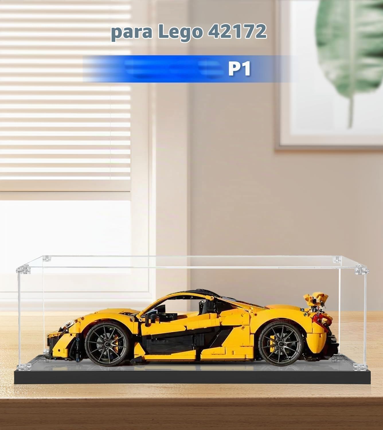 Vitrina acrílica para Lego Technic McLaren P1 42172, almacenamiento y organización a prueba de polvo para modelo Lego, tamaño: 63 x 30 x 19 cm (solo funda de pantalla)