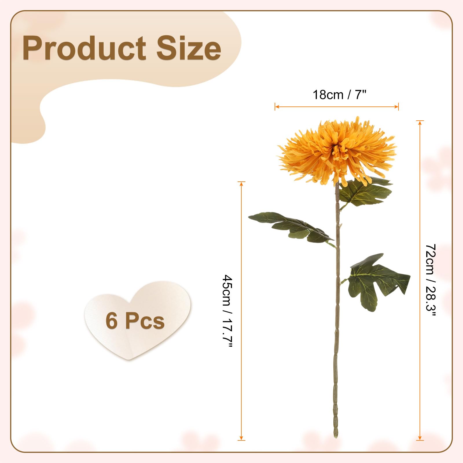 sourcing map 6 fiori di crisantemo artificiali, bouquet di fiori finti di crisantemo, fiori finti per la casa, il giardino, la decorazione di feste di nozze, giallo