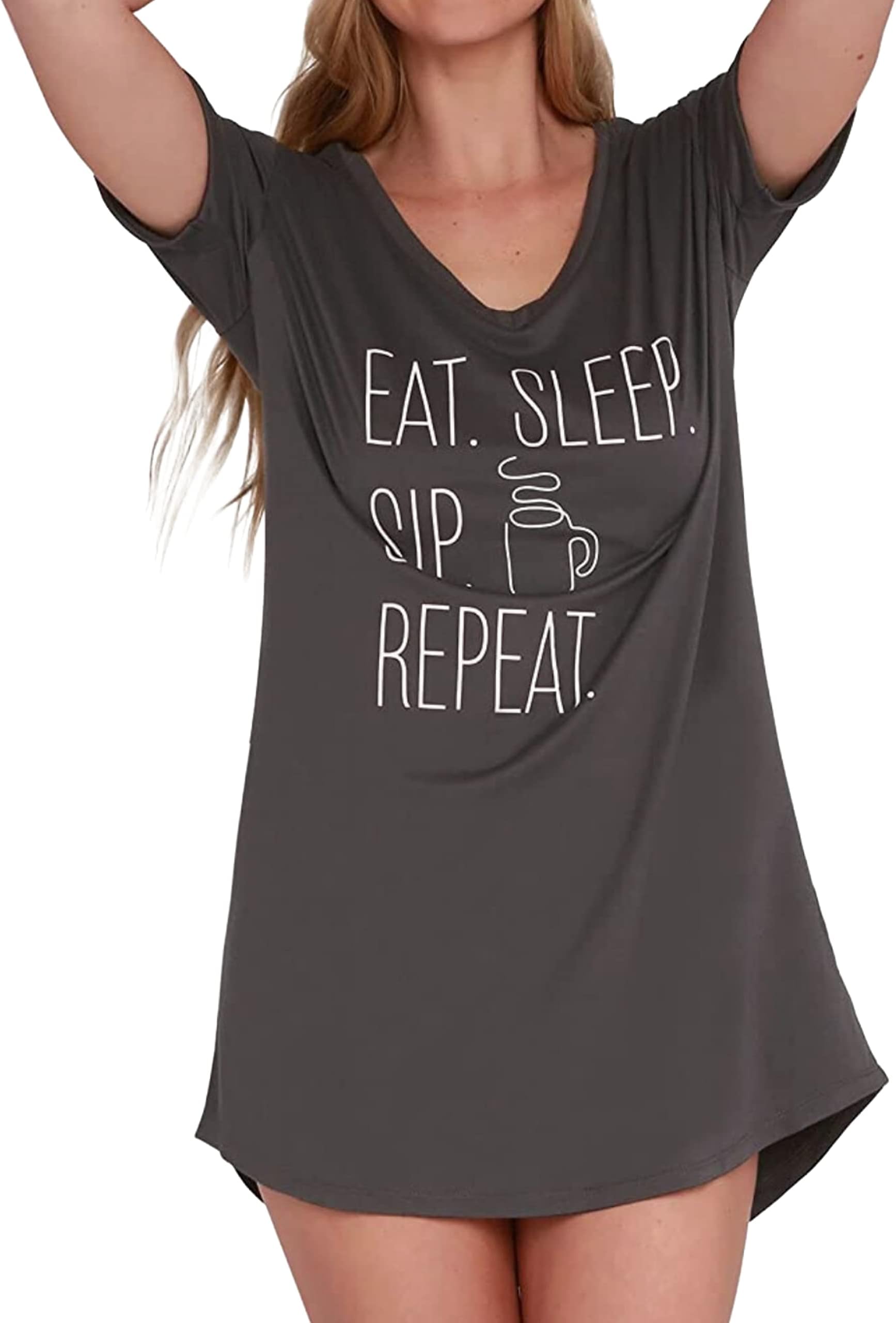 hello melloV-Neck Sleep Shirt