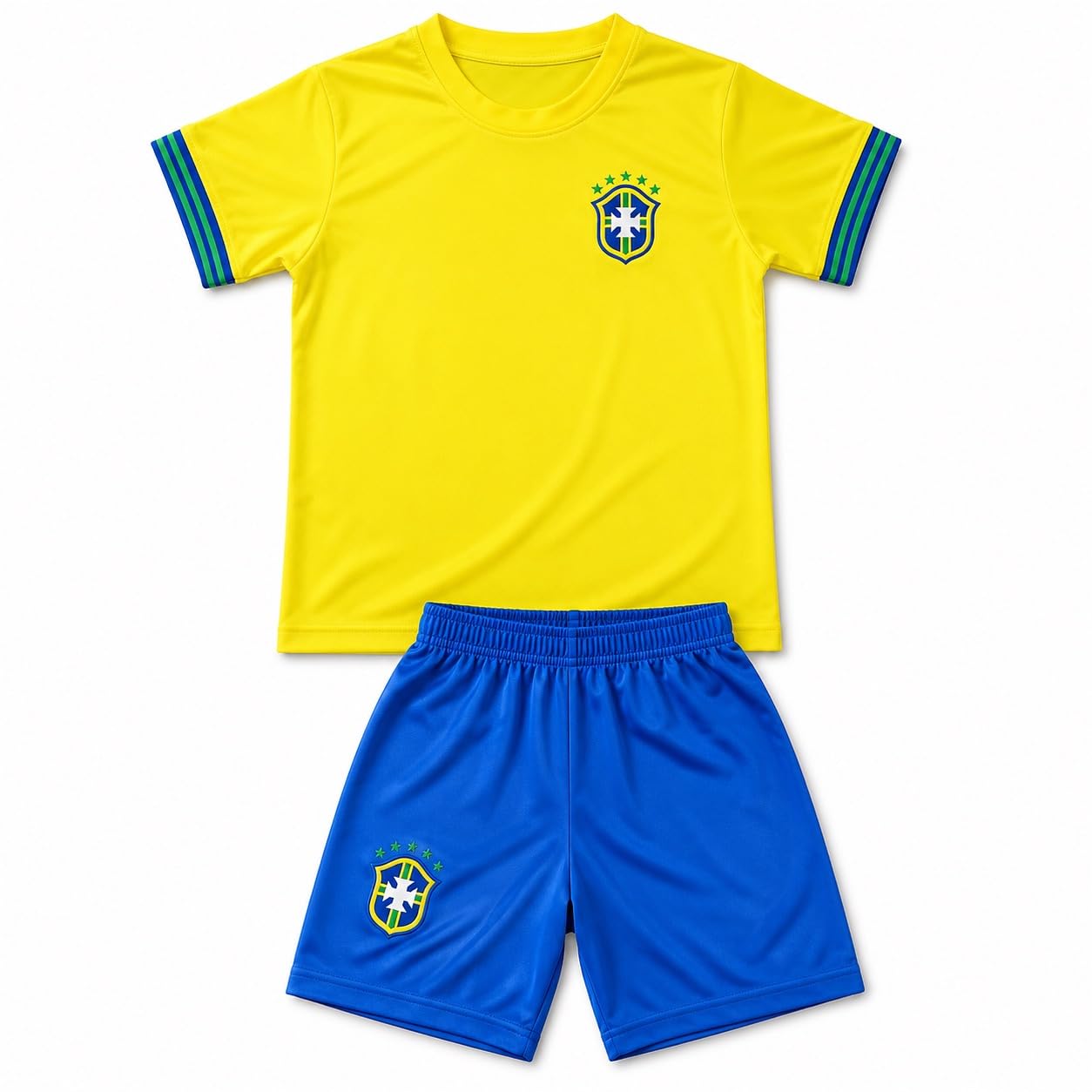 Completo sportivo per bambini del Brasile (4-14 anni), maglietta e pantaloncini da calcio, abbigliamento estivo per allenamento e scuola, taglia 4