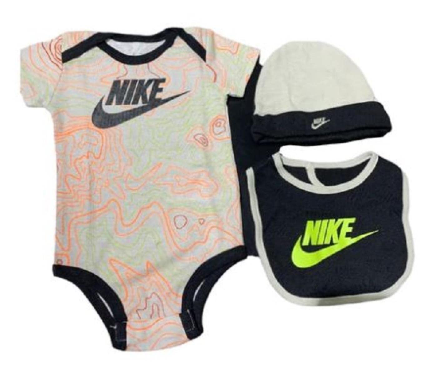 NIKE 3 Piece Infant Baby 0-6 3 Piece Set Baby Bodysuit Bodysuit Bib Boottie