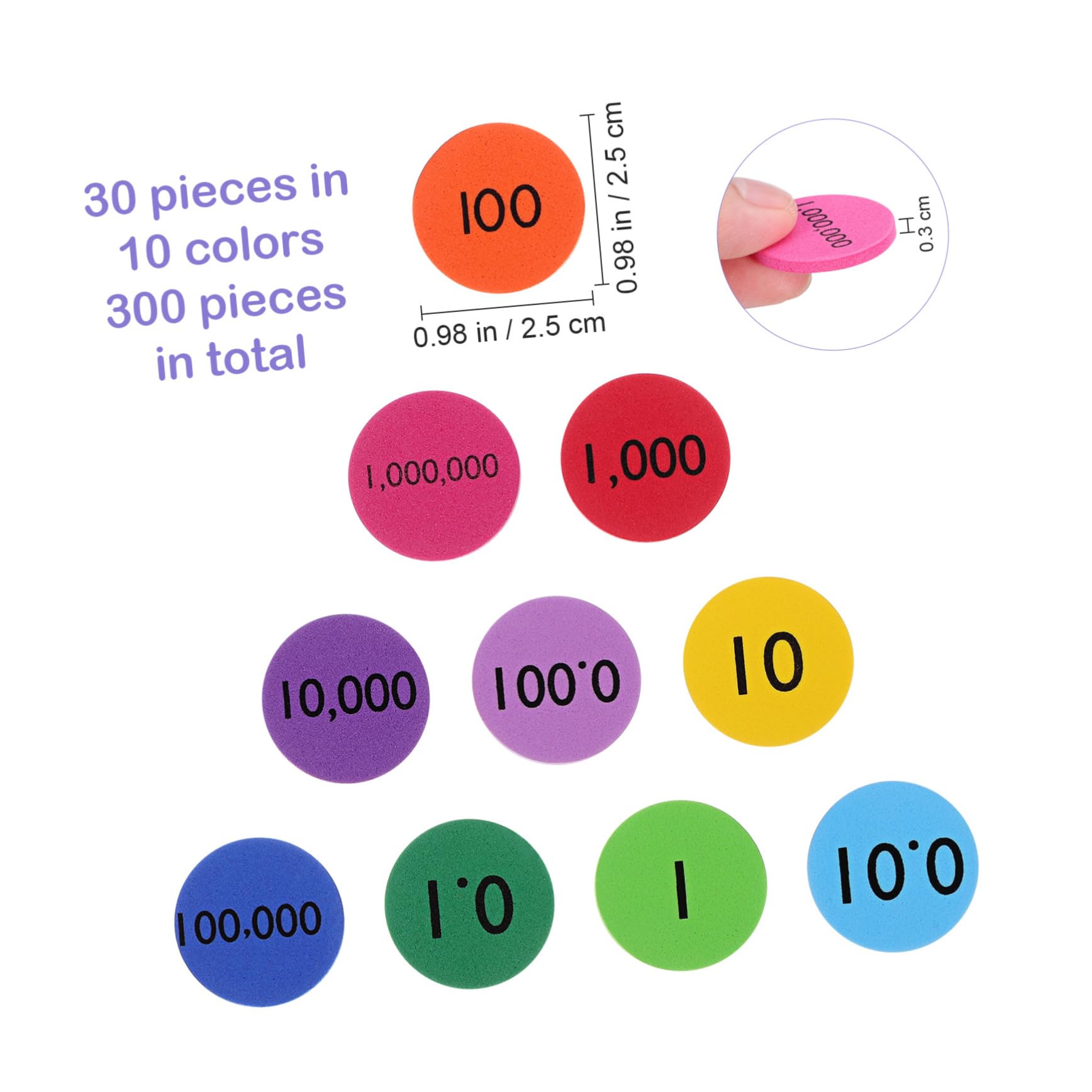 Hemobllo 4 Set Dischi Posizionale Colorati in Eva Per Apprendimento Matematica Dischi Rotondi Educativi Per Riconoscimento Numerico E Colori Materiale Didattico Per Scuola E 300 Pezzi*4