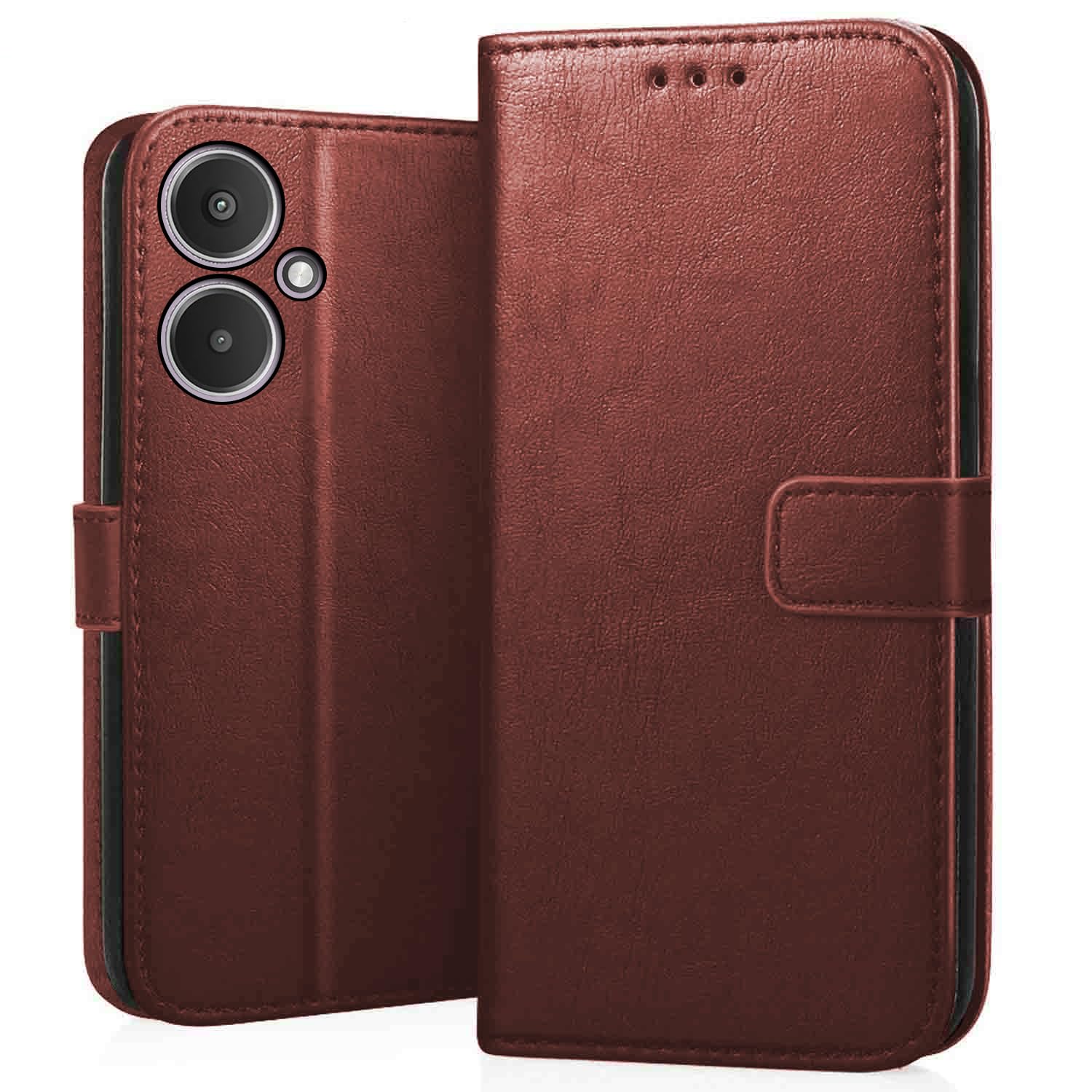 CEDO Redmi 13C (5G) / Poco M6 (5G) Flip Cover | Leather Finish | Inside Pockets & Inbuilt Stand | Shockproof Wallet Style Magnetic Closure Back Case Flipcover (Brown) (B0CQCG75P9) Amazon Price History, Amazon Price Tracker